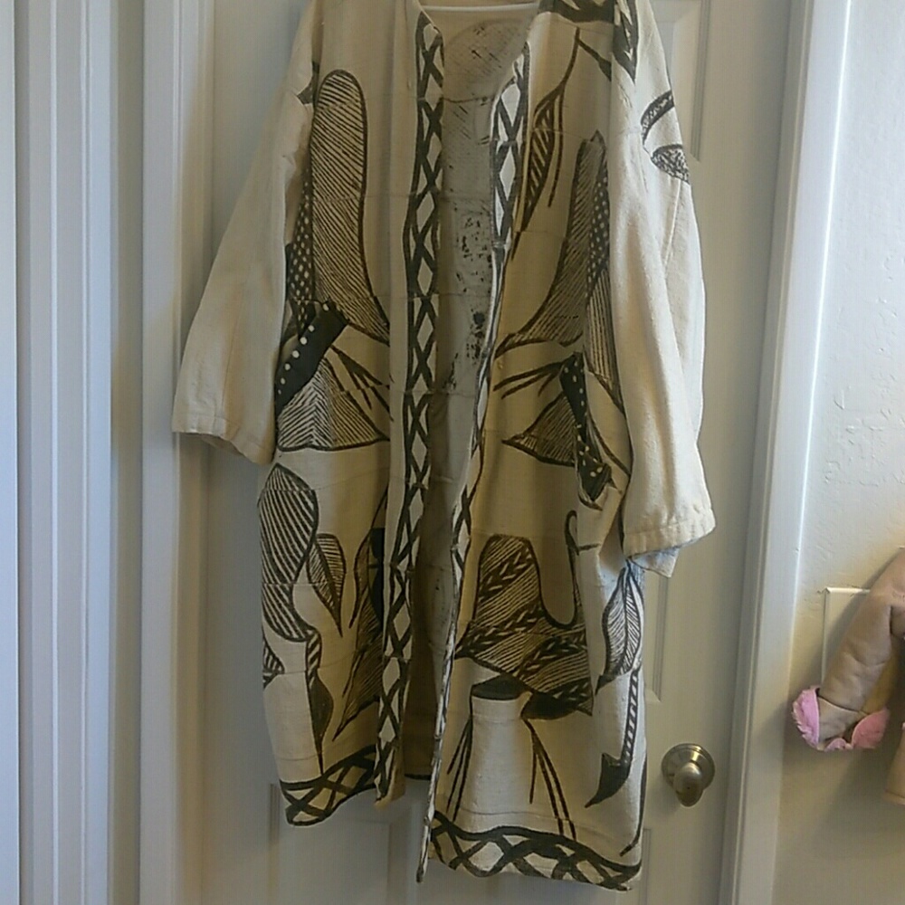 African print wrap coat